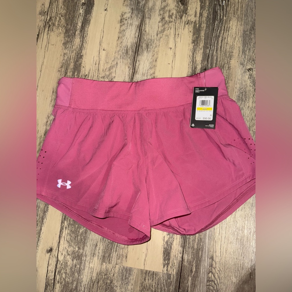 NWT! Women’s Pink Under Armour Run Shorts- Medium